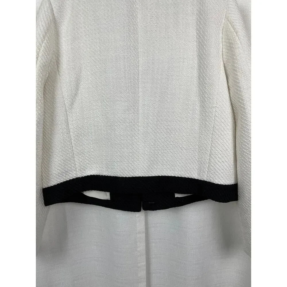 J.Crew White&Black Long Sleeve Button Front Tweed Lady Jacket Sz.10